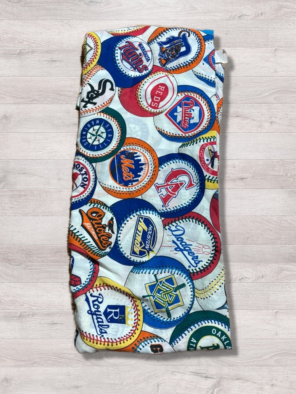VINTAGE MLB Baseball Twin Flat Sheet 1994 Colorful All Teams